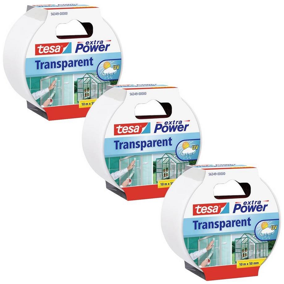 Tesa  Reparaturband extra Power im 3er Pack, 3x 10m x 50mm 