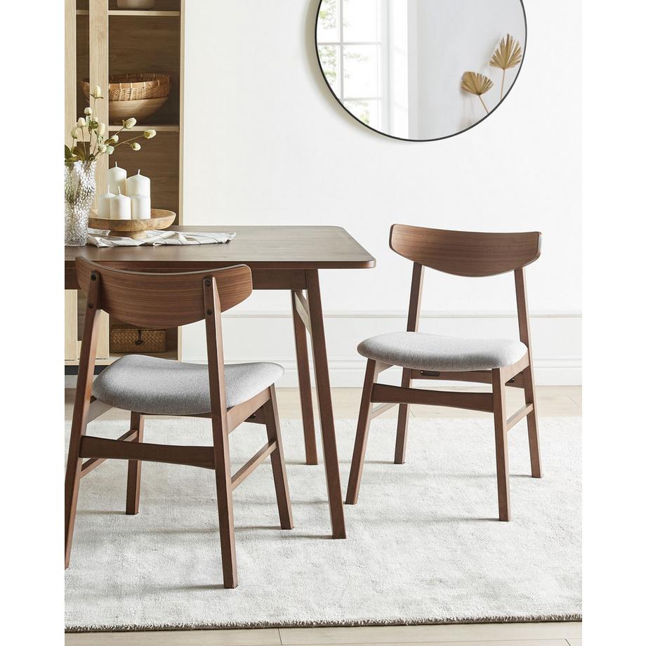 Beliani Esszimmerstuhl 2er Set aus Gummibaumholz Minimalistisch SMILEY  