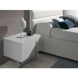 ANGEL CERDA Table de chevet bois blanc et acier chromé  