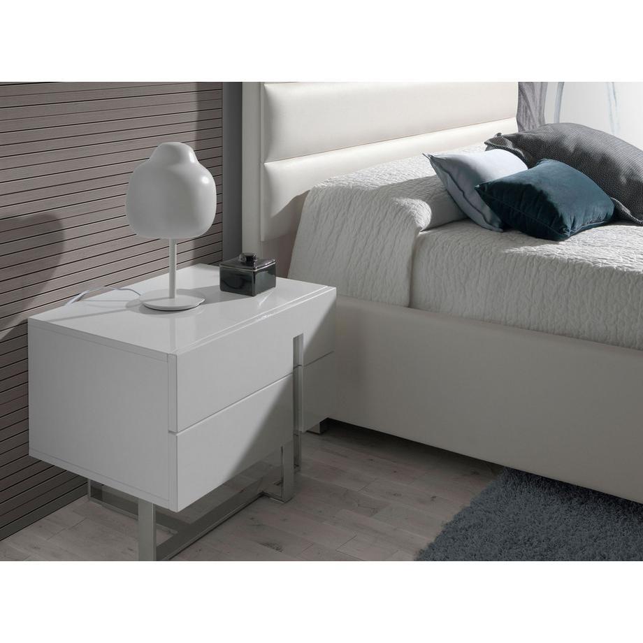 ANGEL CERDA Comodino legno bianco e acciaio cromato  