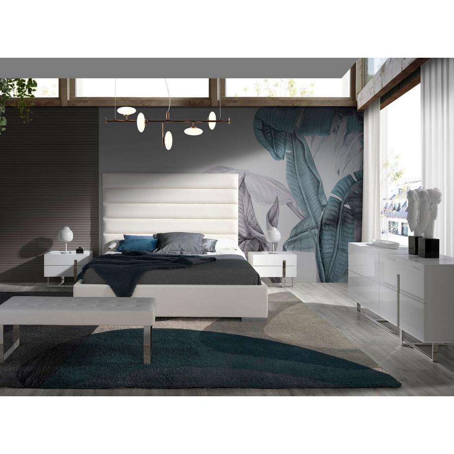 ANGEL CERDA Comodino legno bianco e acciaio cromato  