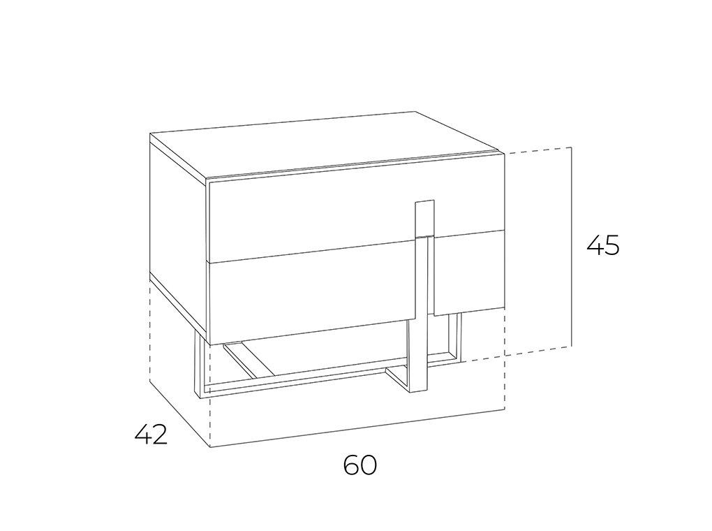 ANGEL CERDA Comodino legno bianco e acciaio cromato  