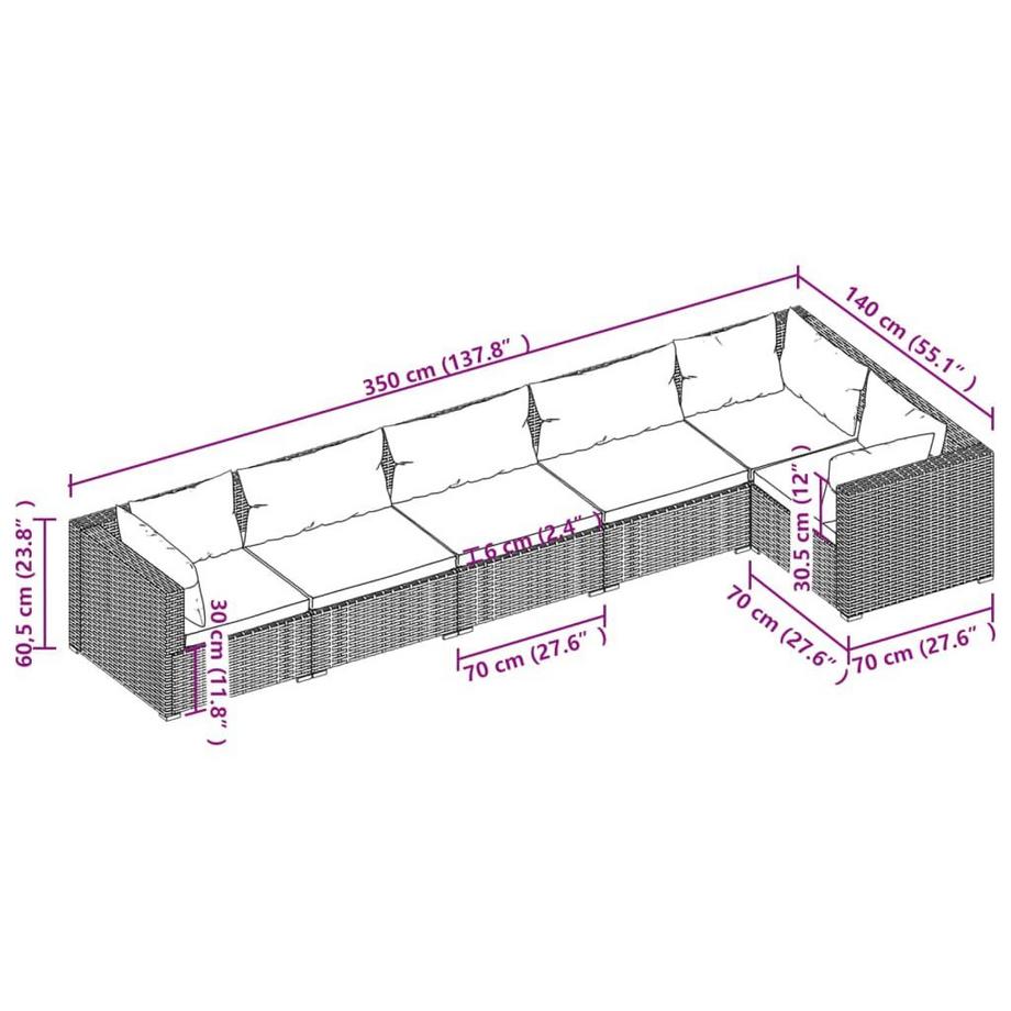 VidaXL Garten-lounge-set poly-rattan  