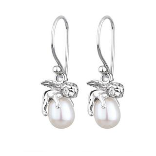 Elli  Boucles d'Oreilles Pendentif Ange Gardien Avec Perle D'eau Douce 