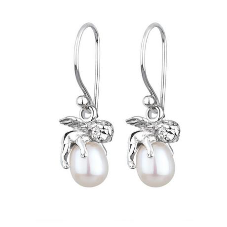 Elli  Boucles d'Oreilles Pendentif Ange Gardien Avec Perle D'eau Douce 