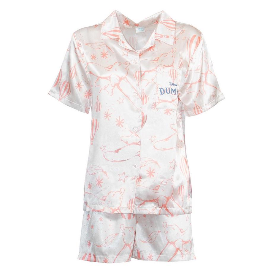 Schlafanzug mit Shorts  , Satin, kurzärmlig