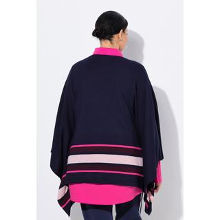 Ulla Popken Strick Cape Streifen Oversized Rundhals Langarm  
