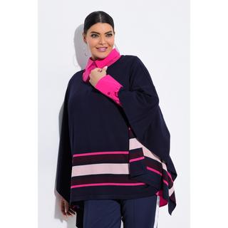 Ulla Popken Strick Cape Streifen Oversized Rundhals Langarm  