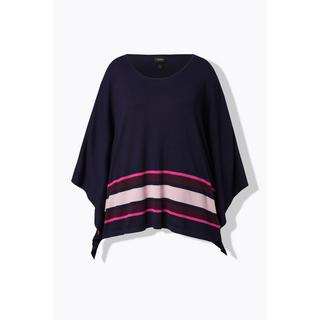 Ulla Popken Strick Cape Streifen Oversized Rundhals Langarm  