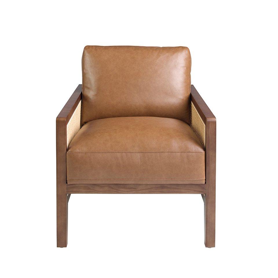 ANGEL CERDA Fauteuil en cuir marron  