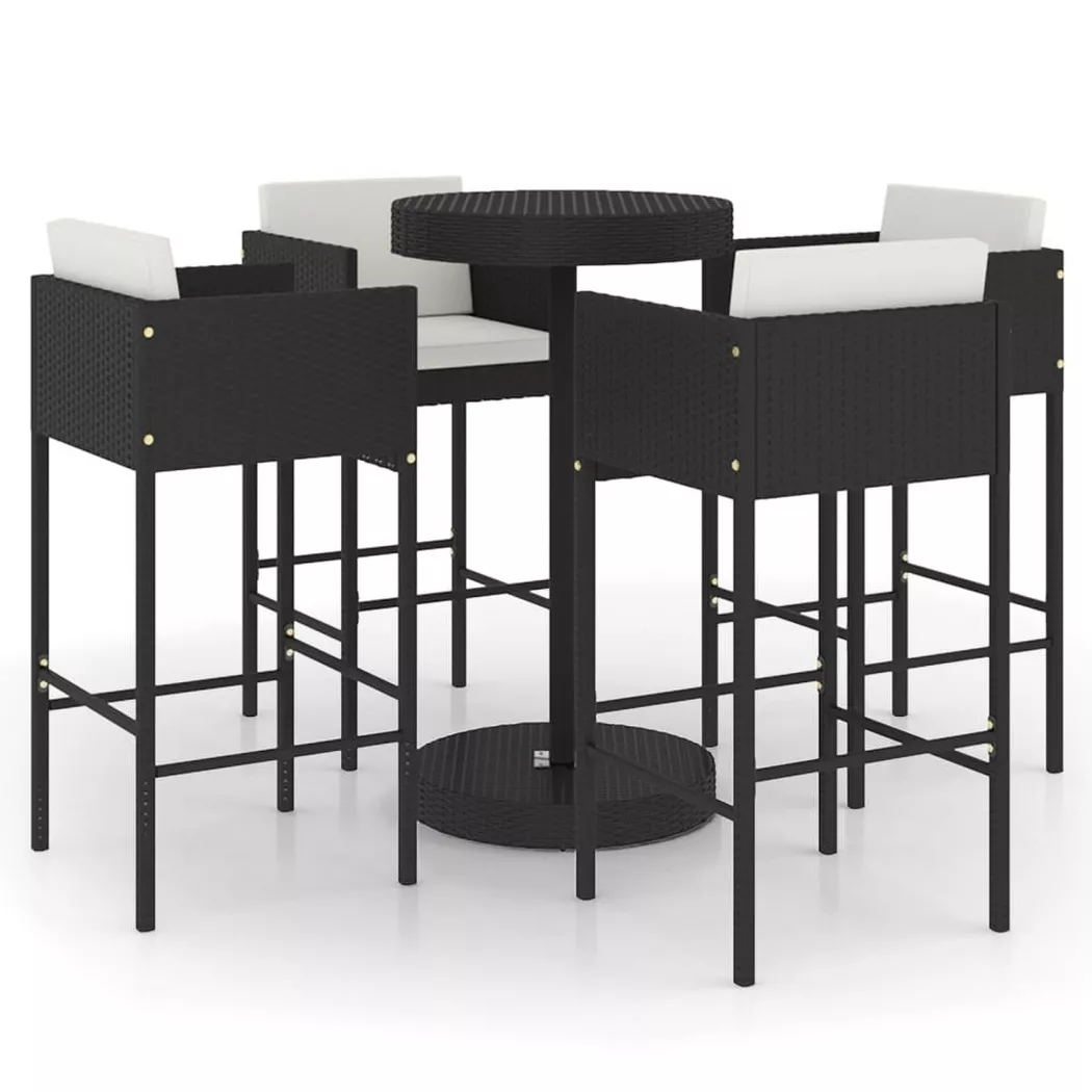 VidaXL - Ensemble de bar de jardin rotin synthétique, One Size, Noir