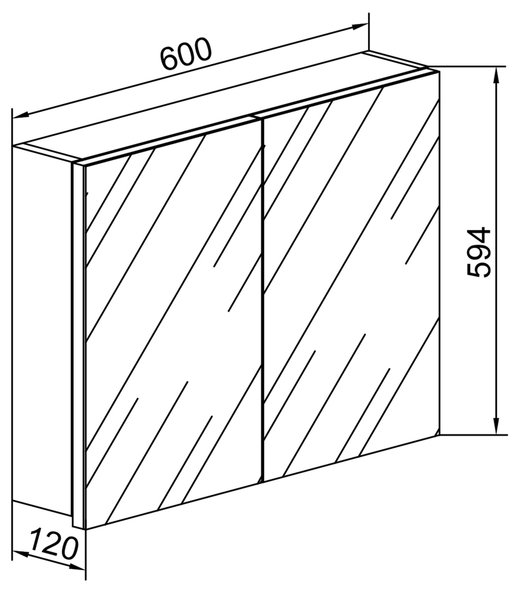 VCM Badschrank zeitlos | Maße ca. H. 59 x B. 60 x T. 12 cm | Zwei Drehtüren | Spiegelschrank - Badinos 59 x 60 cm  