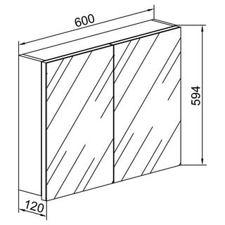 VCM Badschrank zeitlos | Maße ca. H. 59 x B. 60 x T. 12 cm | Zwei Drehtüren | Spiegelschrank - Badinos 59 x 60 cm  