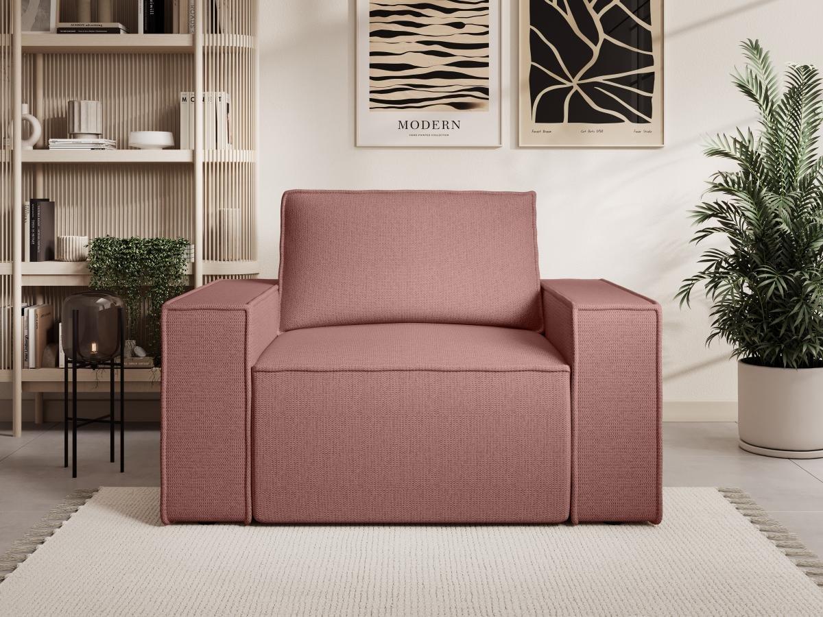 Vente-unique Fauteuil en tissu texturé terracotta AMELIA  
