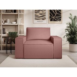 Vente-unique Fauteuil en tissu texturé terracotta AMELIA  