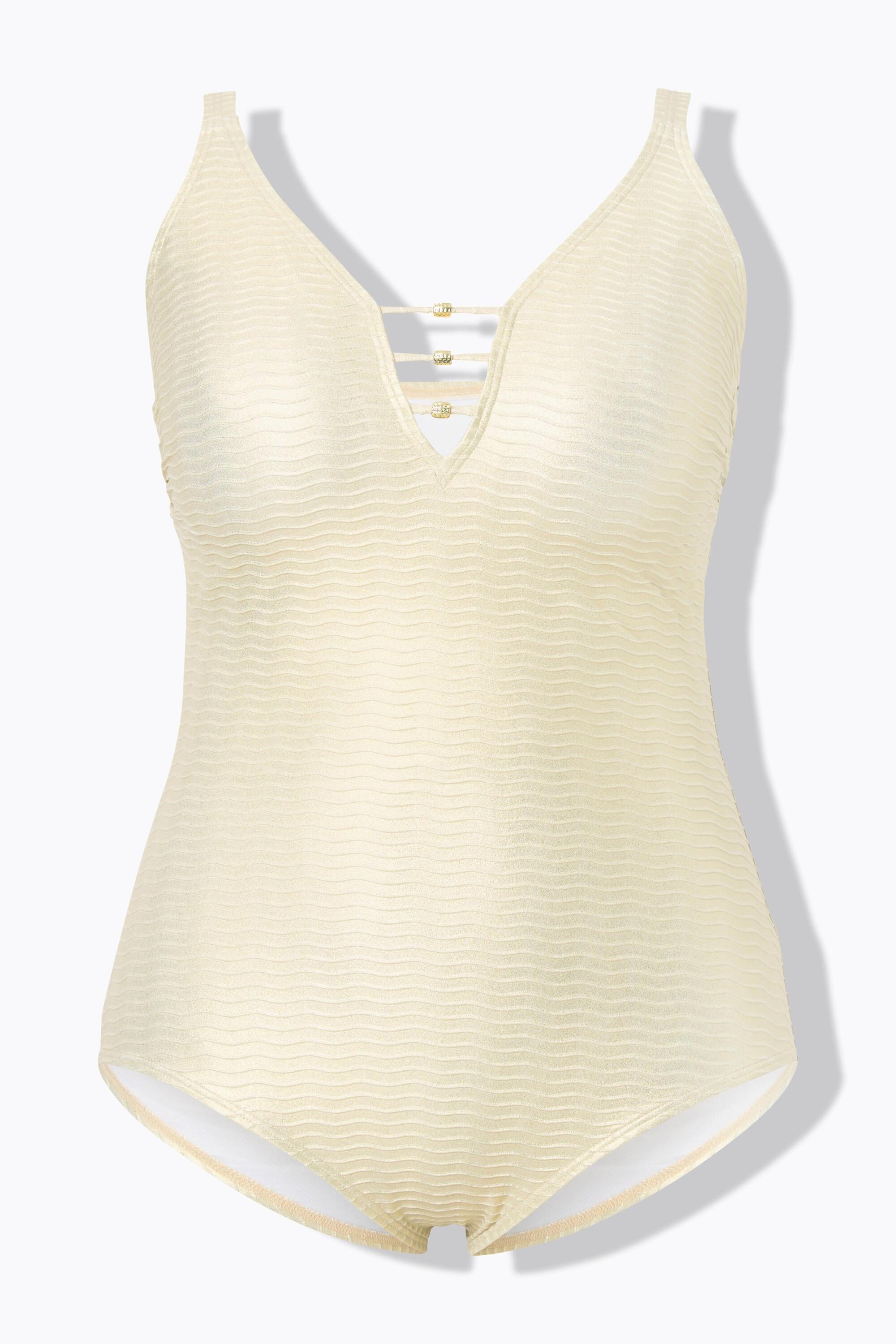 Ulla Popken Costume da bagno Motivo Onde Coppe Morbide Spalline Regolabili  