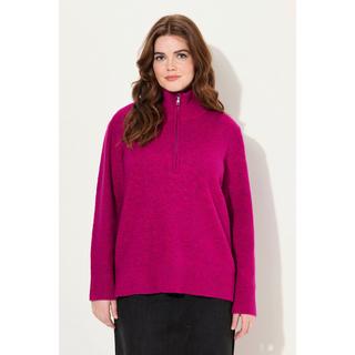 Ulla Popken  Pullover polo con collo alto, zip e maniche lunghe 