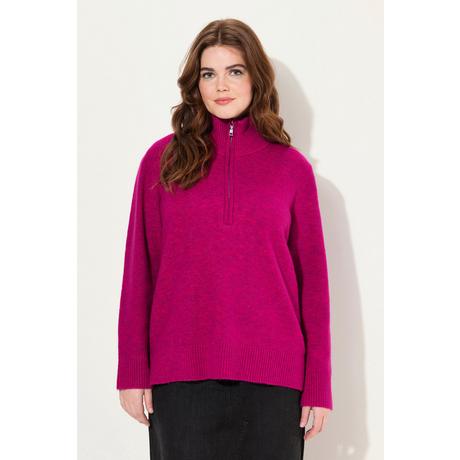 Ulla Popken  Pullover polo con collo alto, zip e maniche lunghe 