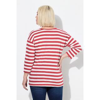 Ulla Popken Oversized Ringel Langarm Rundhals Shirt  