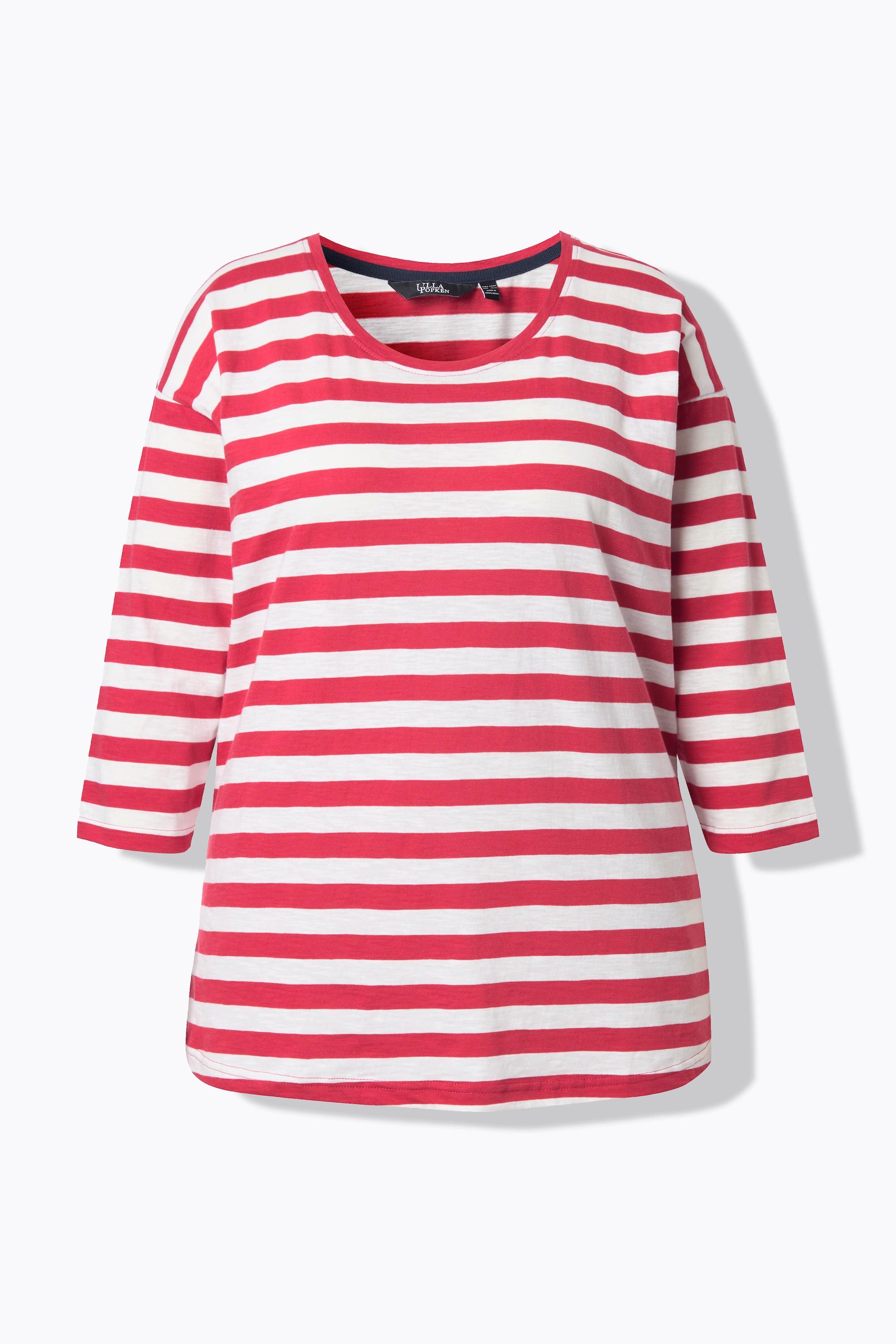 Ulla Popken Oversized Ringel Langarm Rundhals Shirt  