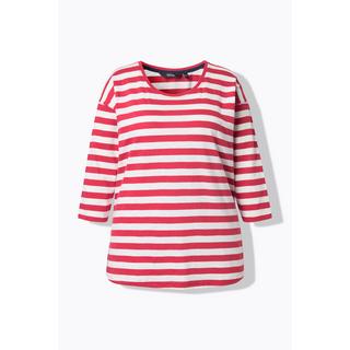 Ulla Popken Oversized Ringel Langarm Rundhals Shirt  