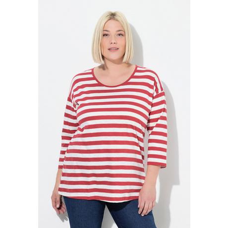 Ulla Popken Oversized Ringel Langarm Rundhals Shirt  