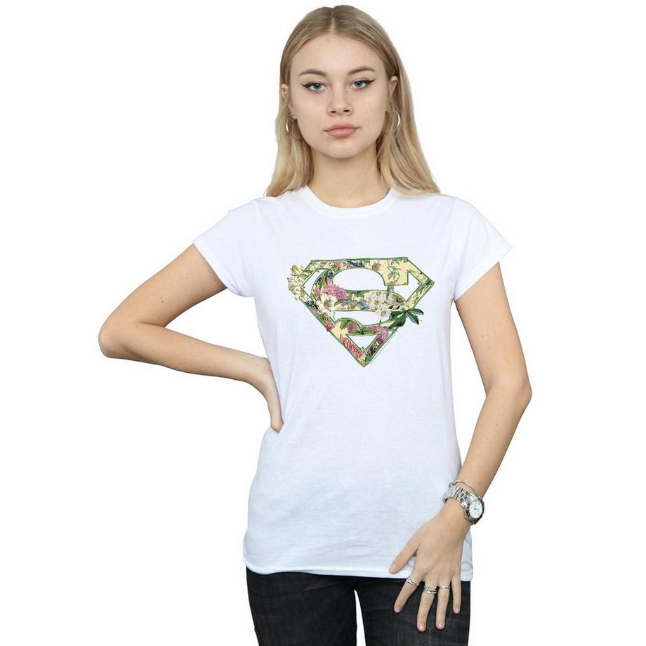 DC COMICS Supergirl Floral Shield Print T-Shirt  