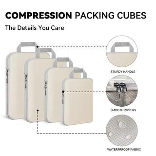 Only-bags.store  Cubes de compression, lot de 7 cubes de rangement pour la valise, set de rangement extensible pour le voyage, sacs de rangement légers pour le sac à dos, cube de rangement, beige 