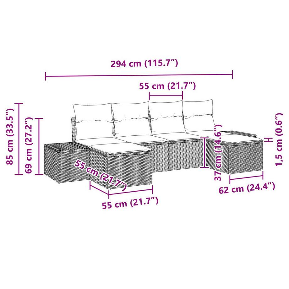 VidaXL Set Divano da Giardino Polyrattan  