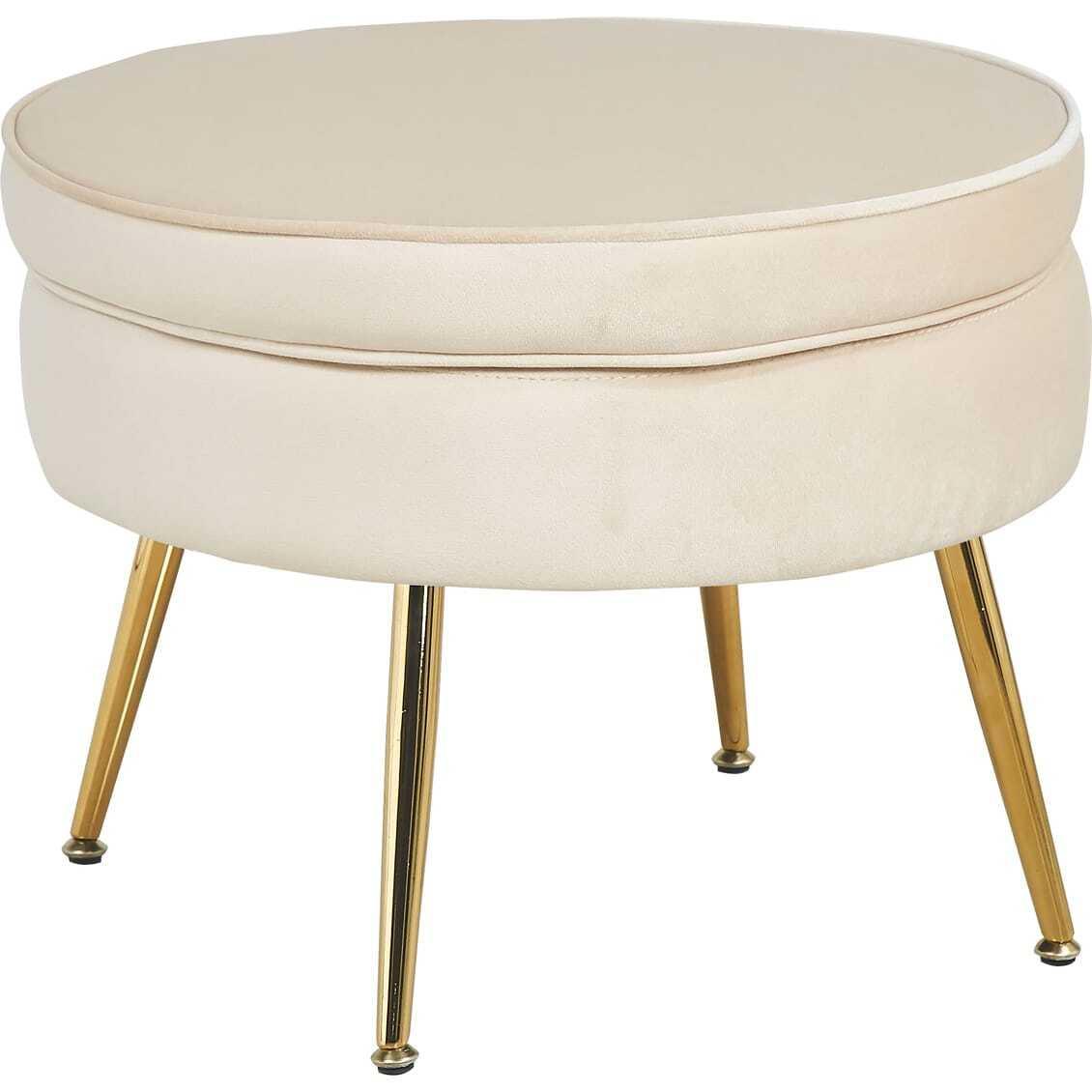 mutoni Pouf rond velours beige  