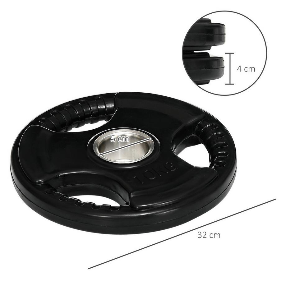 Northio  Set Di 2 Dischi Pesi Tri-Grip 2 X 10 Kg Dischi Olimpici Gommati, Adatti Al Pavimento, Foro Da 5 Cm, Tre Maniglie, Allenamento Della Forza 