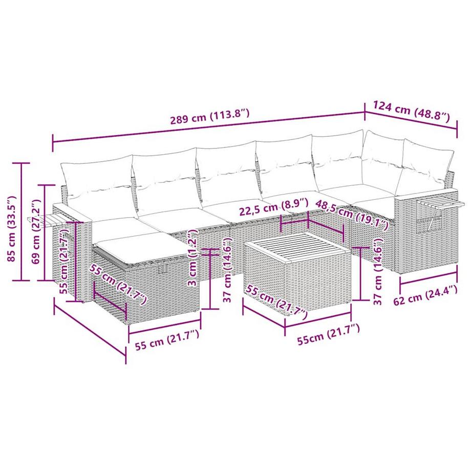 VidaXL Ensemble de canapés de jardin rotin synthétique  