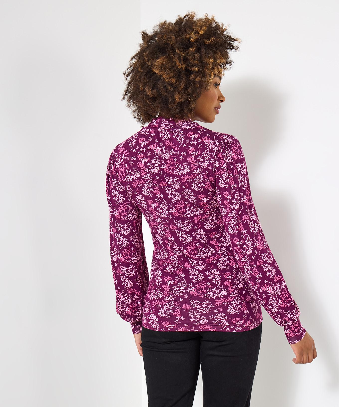 Joe Browns Top in Jersey Floreale Bacca Collo Alto  