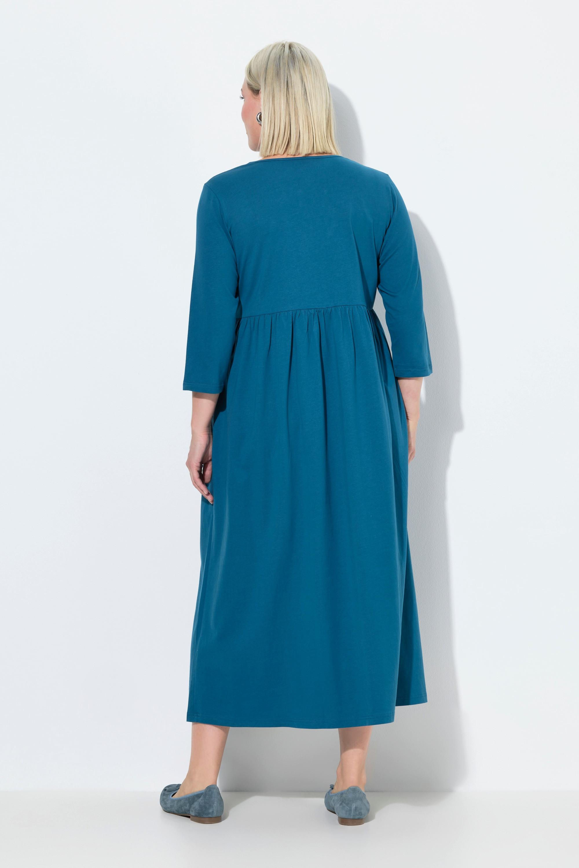 Ulla Popken Robe en jersey Coupe évasée Col tunisien Manches 3/4  