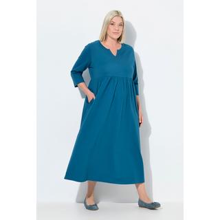 Ulla Popken Robe en jersey Coupe évasée Col tunisien Manches 3/4  