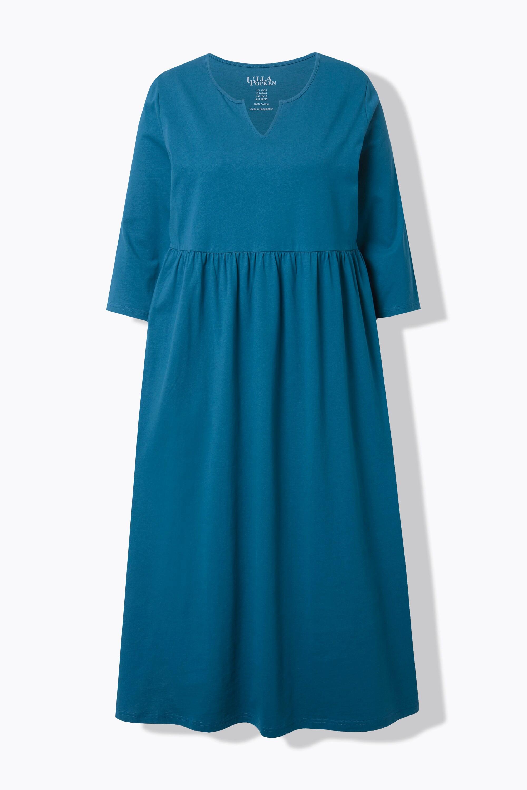 Ulla Popken Robe en jersey Coupe évasée Col tunisien Manches 3/4  