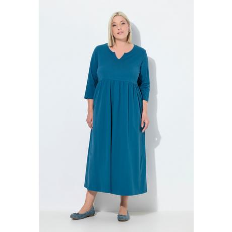Ulla Popken Robe en jersey Coupe évasée Col tunisien Manches 3/4  