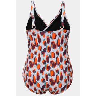 Ulla Popken  Maillot de bain avec bonnets souples et amovibles, imprimé taches de couleur 