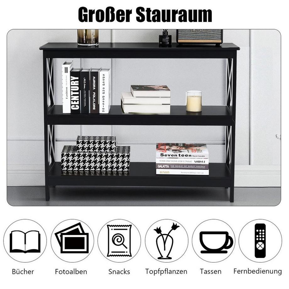 Northix Konsolentisch Beistelltisch Industrie Design mit Ablage Flurtisch 100 x 33 x 80 cm Schwarz  