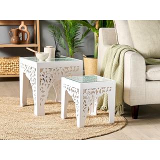 Beliani Beistelltisch 2er Set aus MDF-Platte Rustikal AMADPUR  