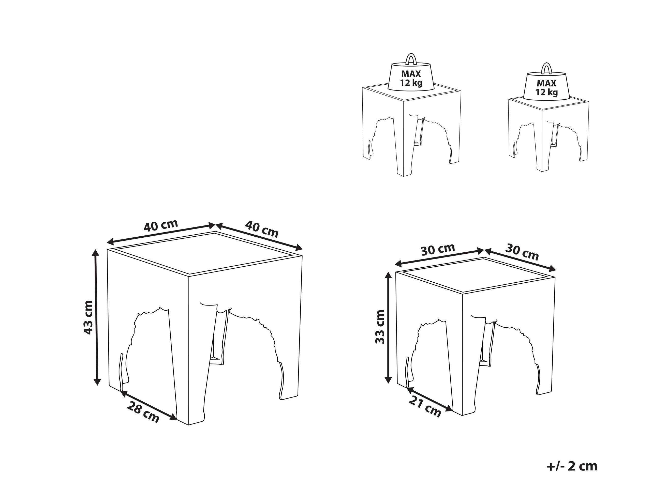 Beliani Beistelltisch 2er Set aus MDF-Platte Rustikal AMADPUR  