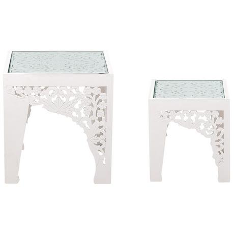 Beliani Beistelltisch 2er Set aus MDF-Platte Rustikal AMADPUR  