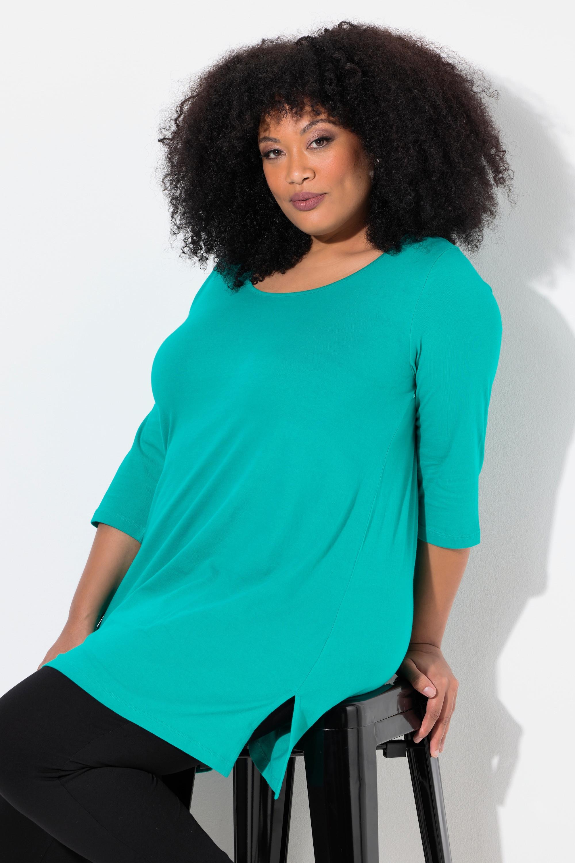 Ulla Popken Longshirt A-Linie Rundhalsausschnitt 3/4-Arm  