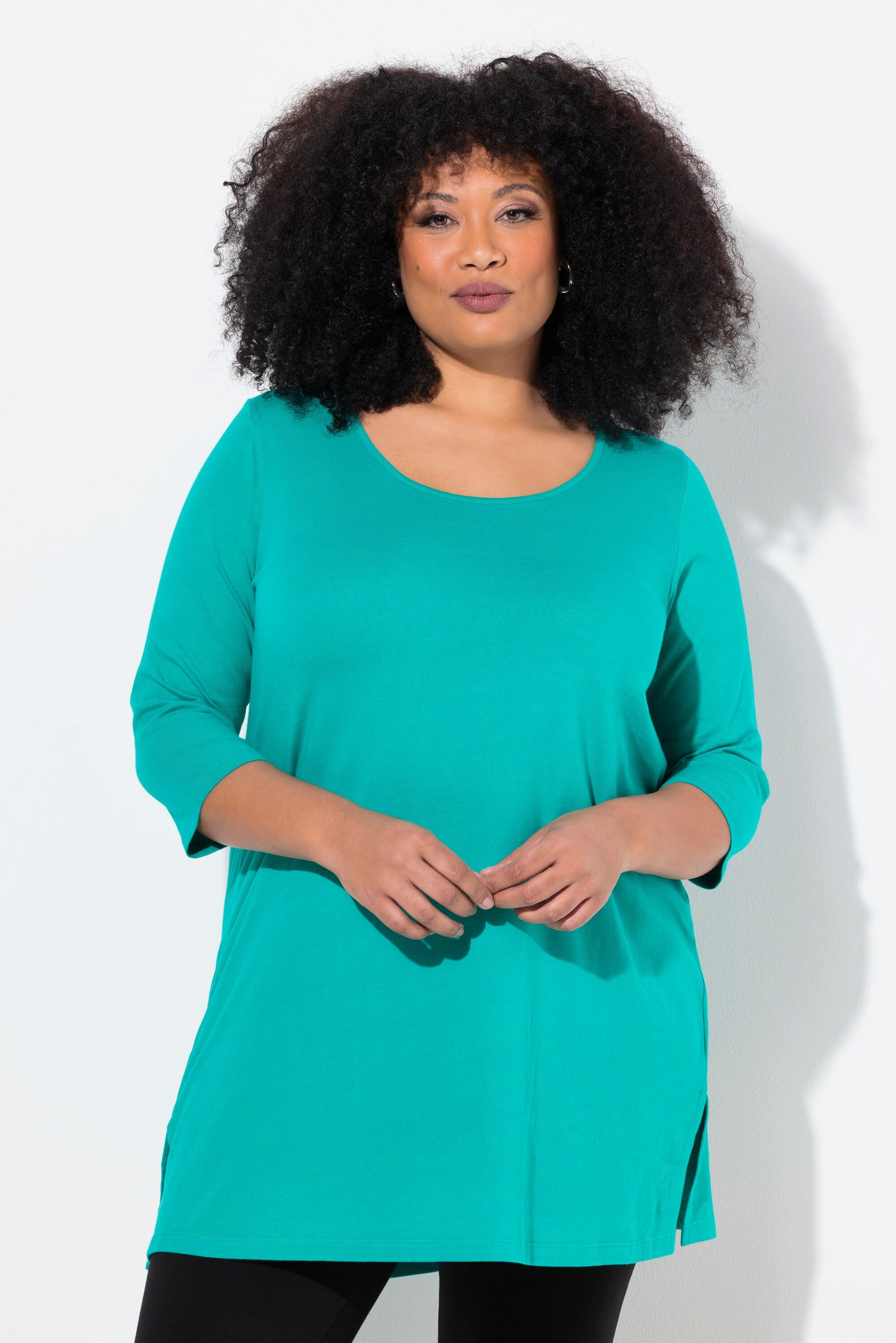 Ulla Popken Longshirt A-Linie Rundhalsausschnitt 3/4-Arm  