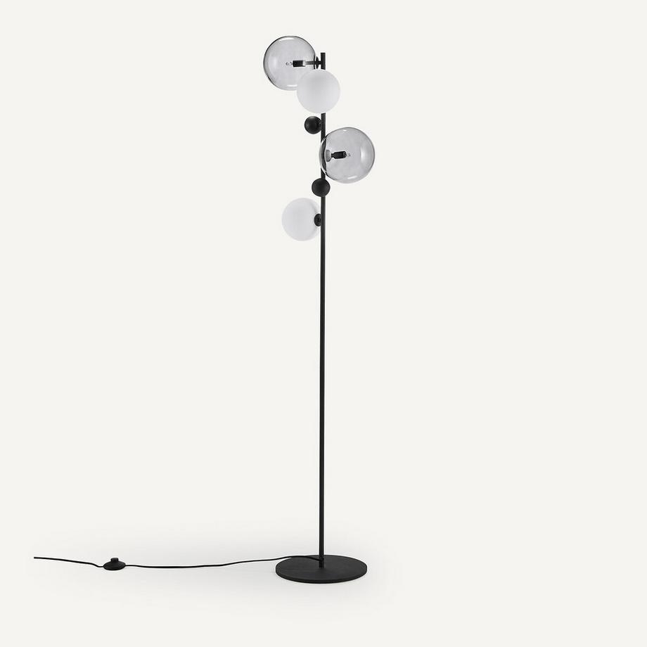 Lampadaire verre fumé et métal