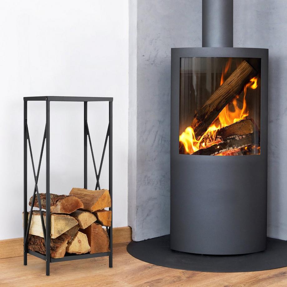 B2X  Étagère en bois et acier noir 