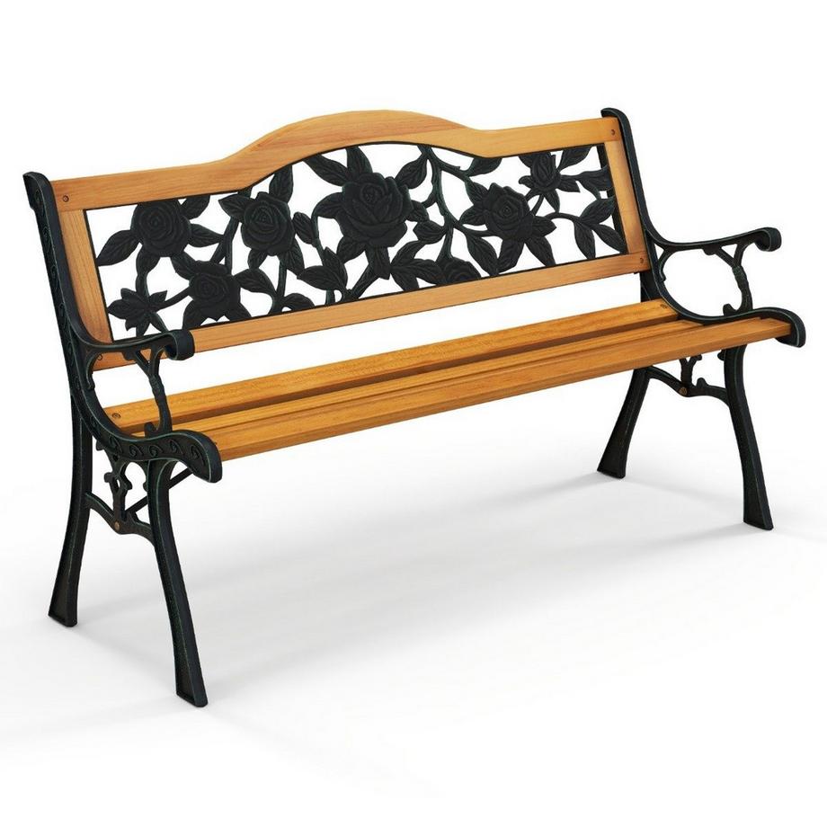Northix Gartenbank wetterfest 2-Sitzer Sitzbank mit Armlehnen Balkonbank Holzbank 126 x 52 x 76 cm  