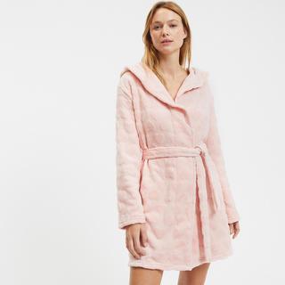 La Redoute Collections  Morgenmantel aus Fleece mit Kapuze und Herzmotiven 