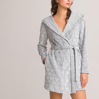 La Redoute Collections  Morgenmantel aus Fleece mit Kapuze und Herzmotiven 