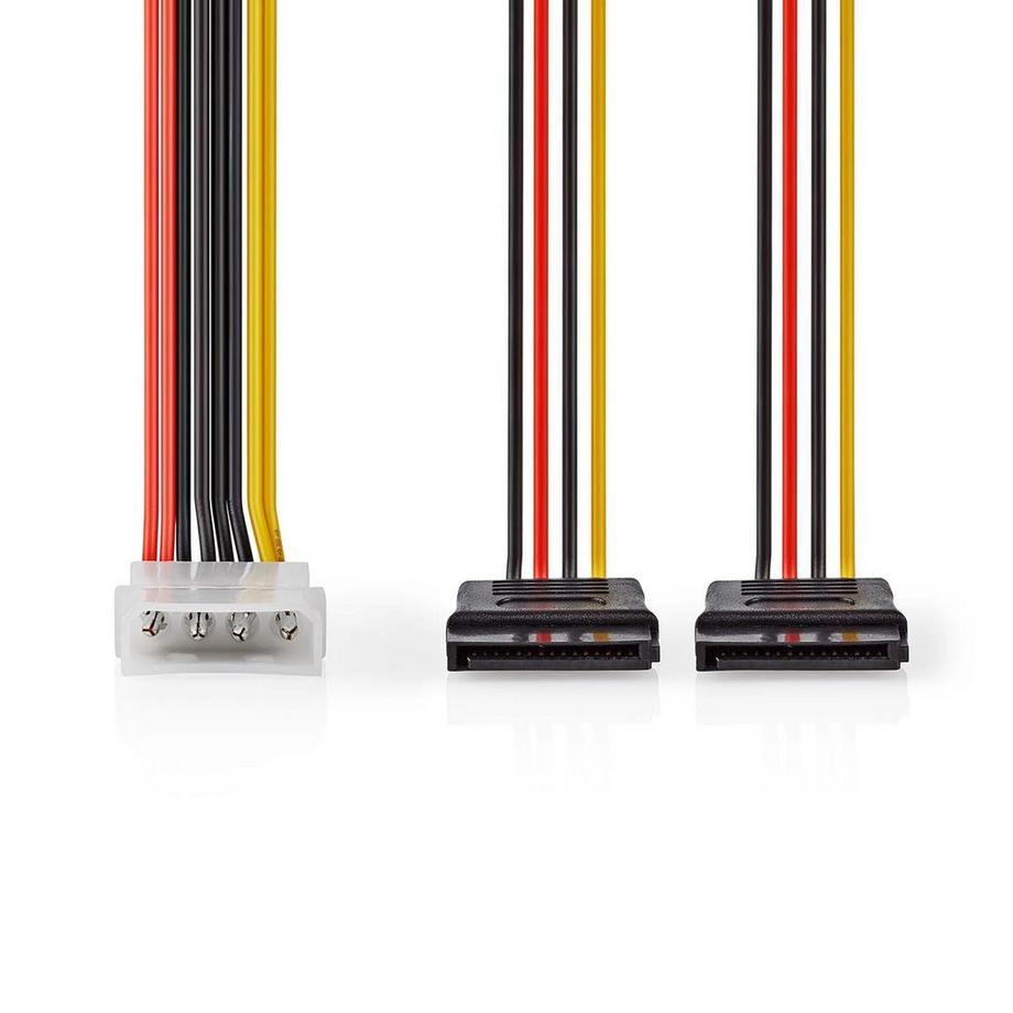 Nedis  Cavo di alimentazione interno | Molex Maschio | 2x SATA a 15 pin femmina | Placcato in oro | 0,15 mt | Rotondo | PVC | Multicolore | Scatola 